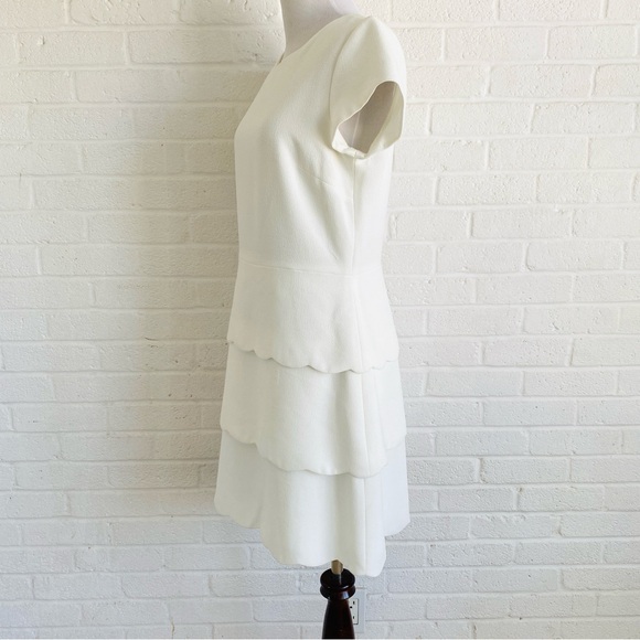 Club Monaco Colby White Dress Tiered White Scallop Mini Size 6 Wedding Shower - Picture 6 of 15